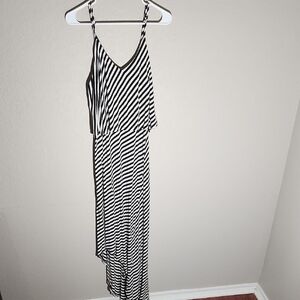 Mossimo Dress Womens size L black  White Striped Maxi Sundress Dress